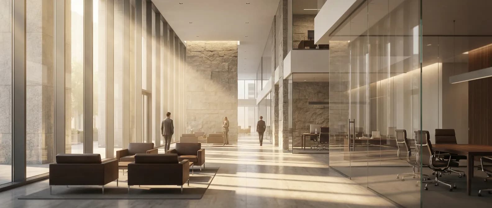 Bureau moderne et luxueux illustrant le cadre professionnel de la conformité réglementaire