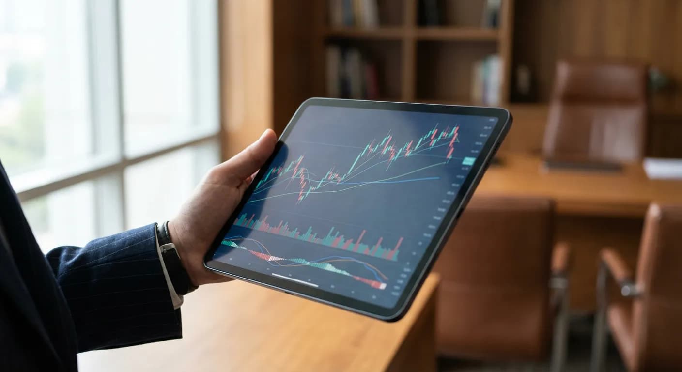 Gros plan sur des graphiques boursiers analysés sur une tablette numérique