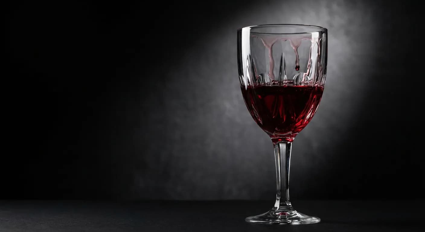 Verre de vin rouge de prestige sur fond sombre contrasté