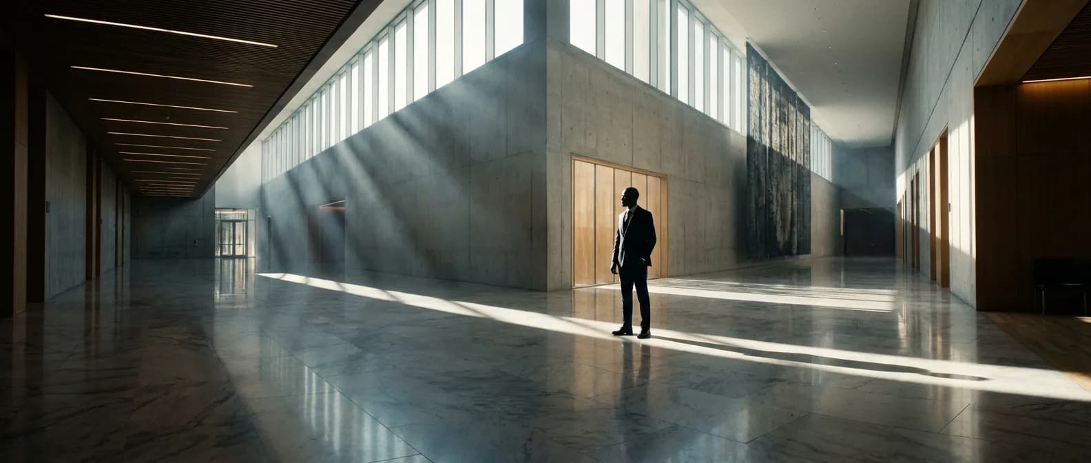 Un couloir de tribunal moderne symbolisant les enjeux juridiques du licenciement pour faute grave et les droits au chômage.