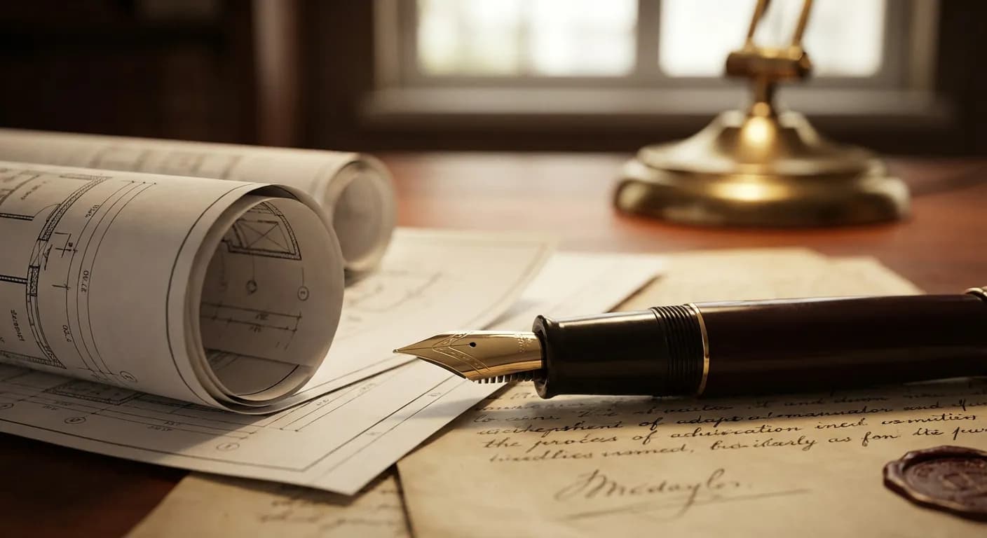 Gros plan sur des documents de gestion de patrimoine et de plans immobiliers