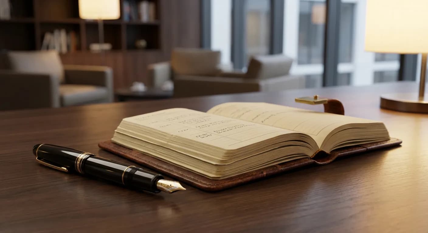 Bureau de direction avec accessoires de luxe illustrant les conditions d'emprunt.