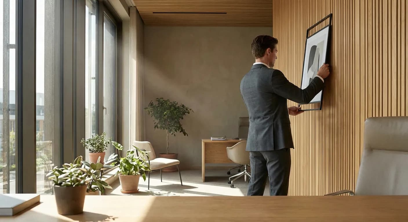 Installation de l'affichage obligatoire dans un bureau contemporain