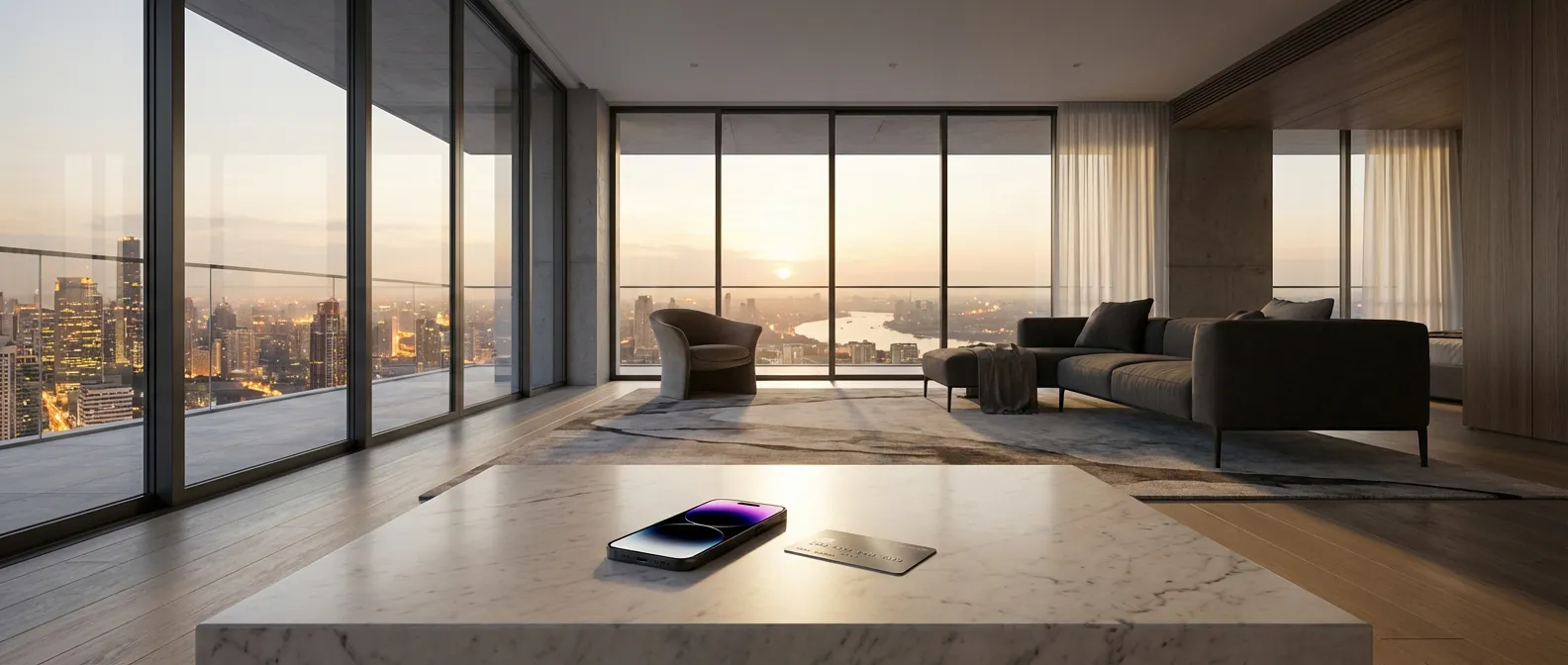 Un intérieur luxueux et moderne symbolisant le prestige de l'offre BoursoPrime.