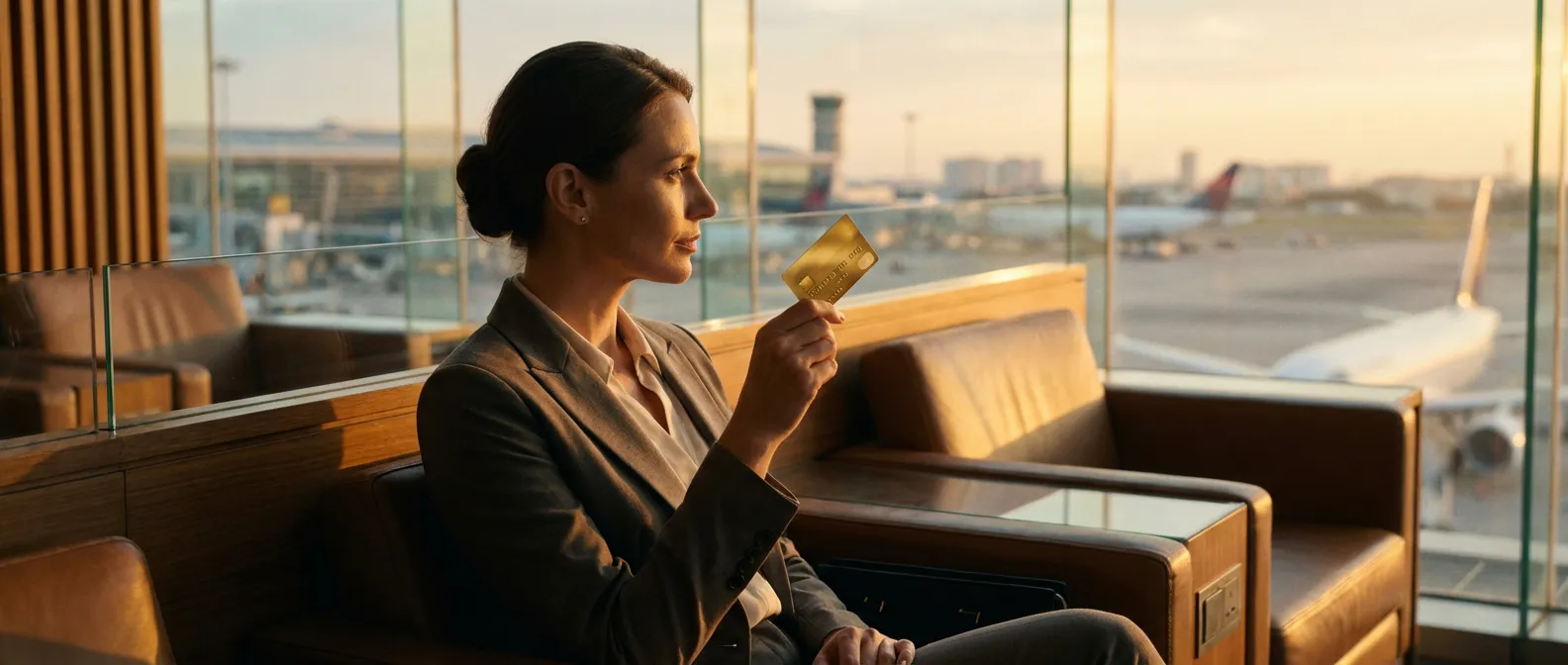 Bannière élégante montrant une carte gold dans un environnement luxueux pour l'avis Fortuneo