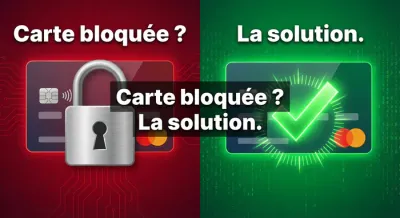 Comparaison entre une carte bancaire bloquée et une carte validée au péage.