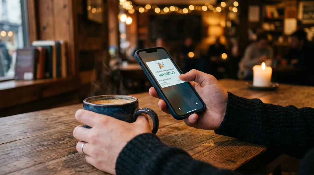 Illustration conceptuelle de la mobilité bancaire automatisée.