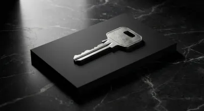 Une clé de maison élégante posée sur une carte bancaire premium