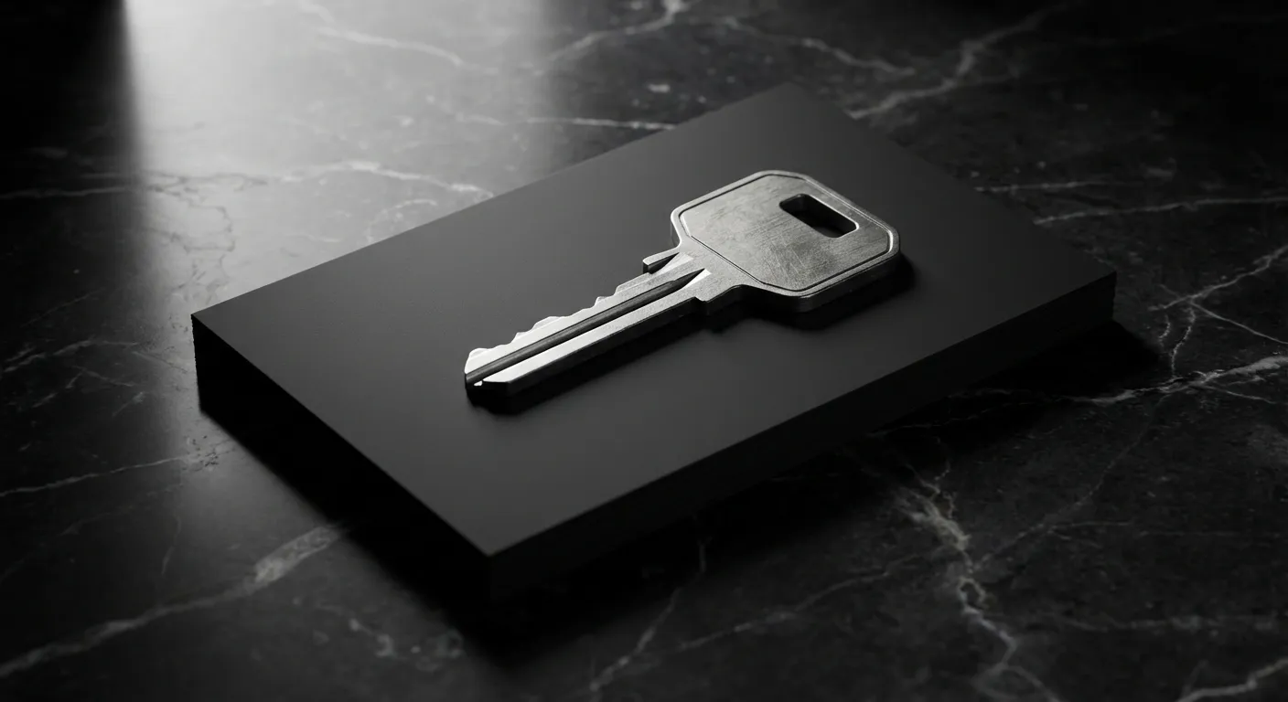 Une clé de maison élégante posée sur une carte bancaire premium