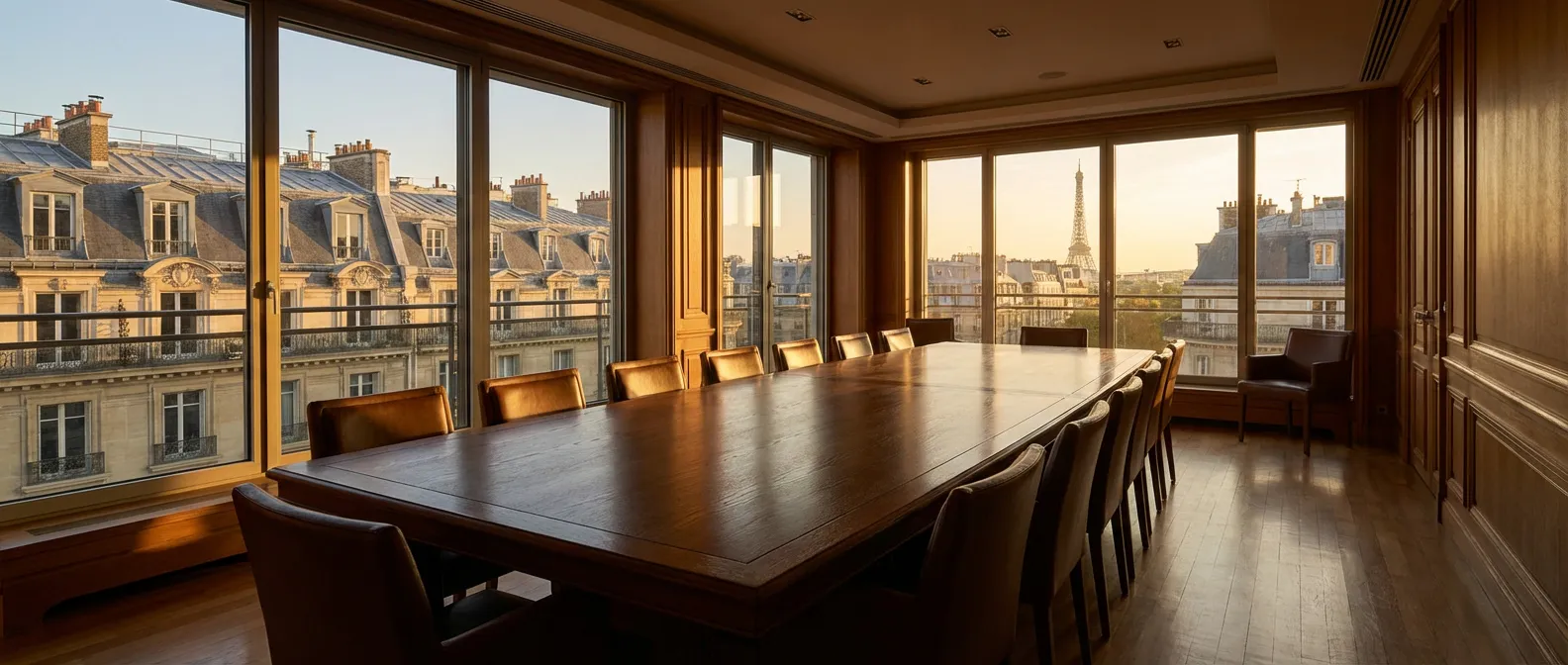 La pérennité et le prestige de l'épargne AFER Bureau de direction luxueux à Paris symbolisant la solidité de l'assurance vie AFER