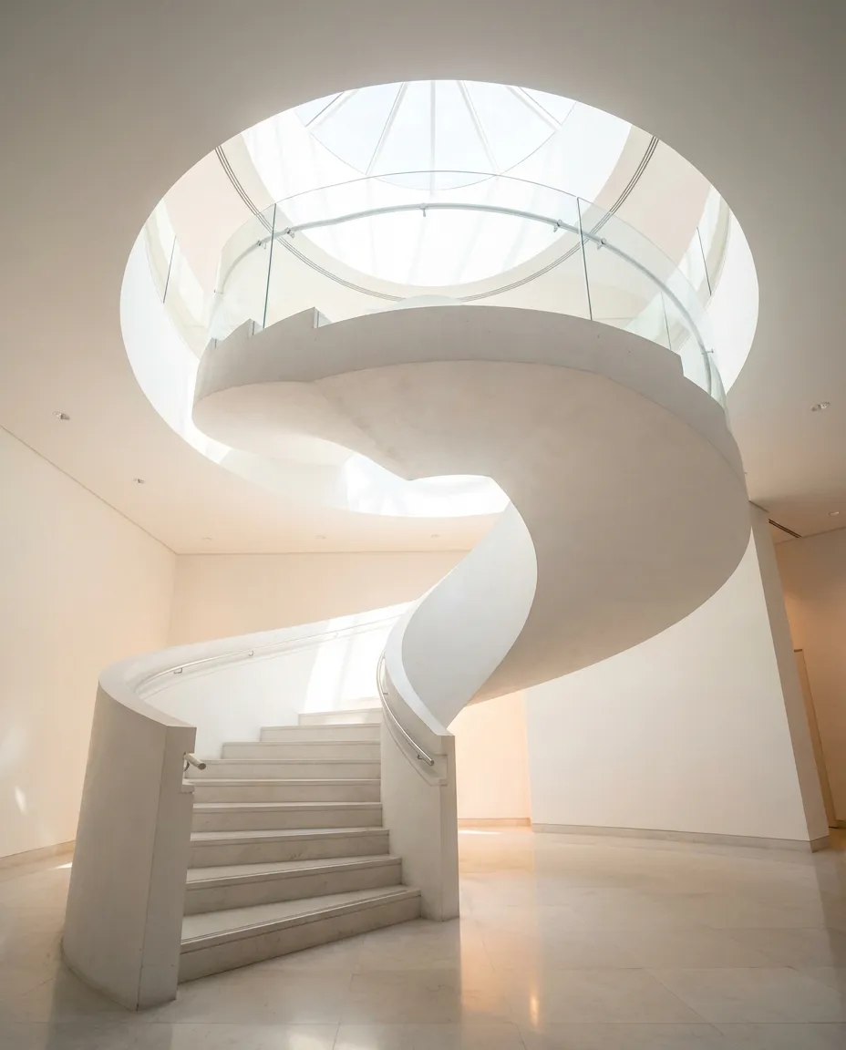 Analyse des performances du fonds euros AFER Escalier architectural en spirale symbolisant la croissance des performances financières