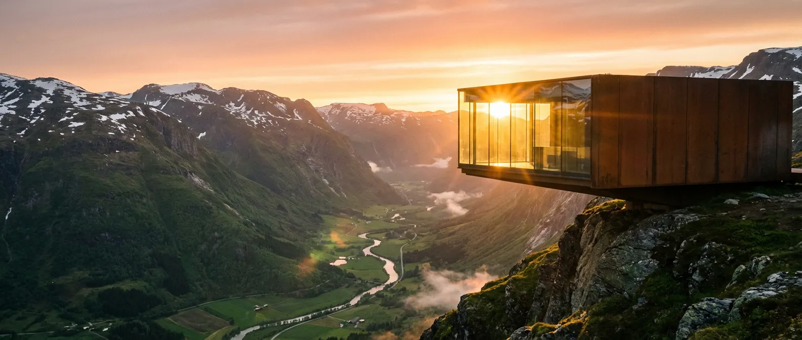 Vue panoramique épique d'une montagne au lever du soleil symbolisant la croissance de l'assurance vie Fortuneo