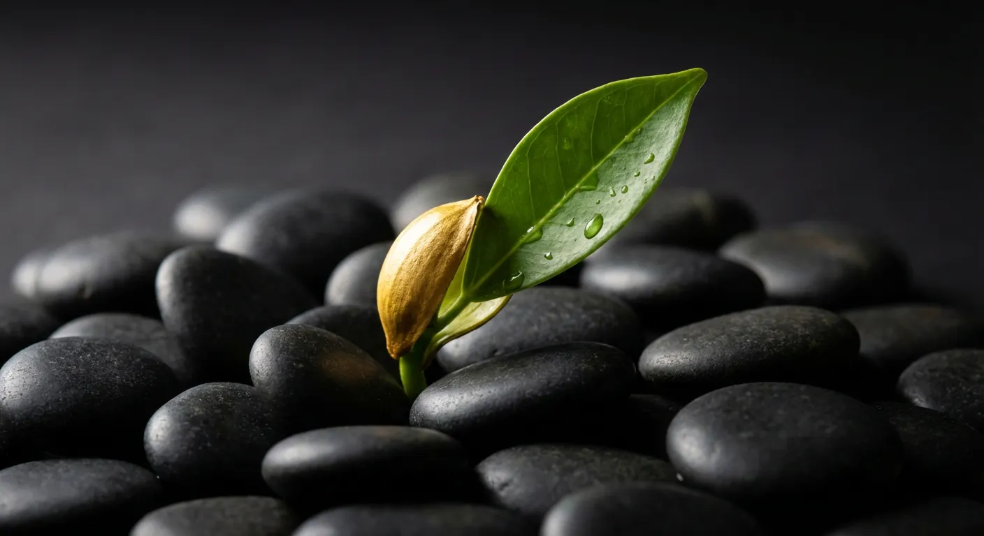 Une jeune pousse sortant de galets sombres symbolisant la croissance du PER