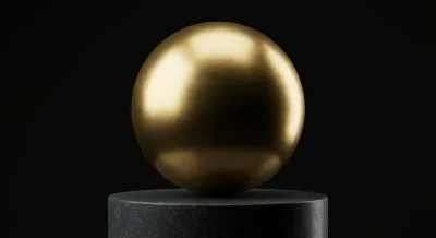 Sphère dorée minimaliste sur un socle sombre, symbole d'une épargne solide