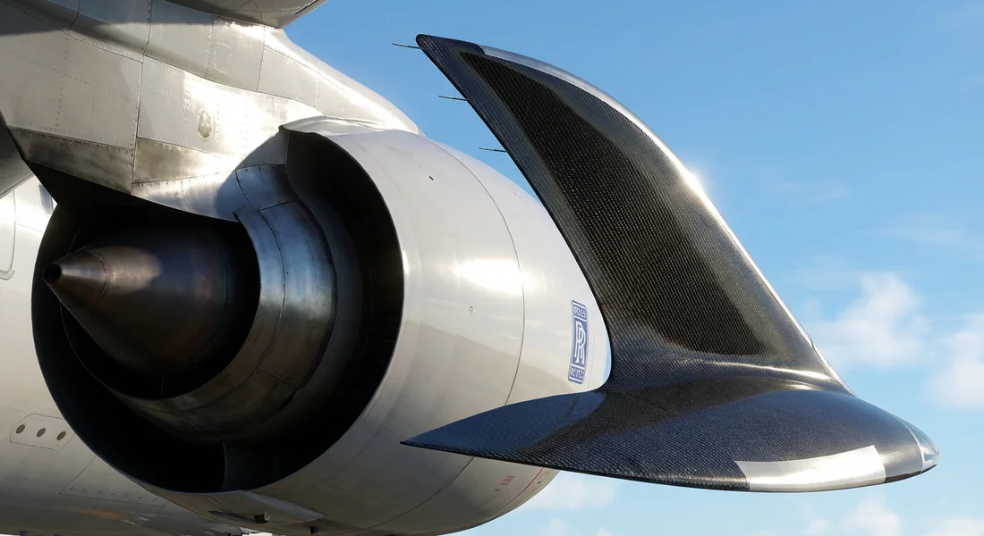 Innovation technologique de l'A350 Détails techniques du moteur et de l'aile d'un Airbus A350.