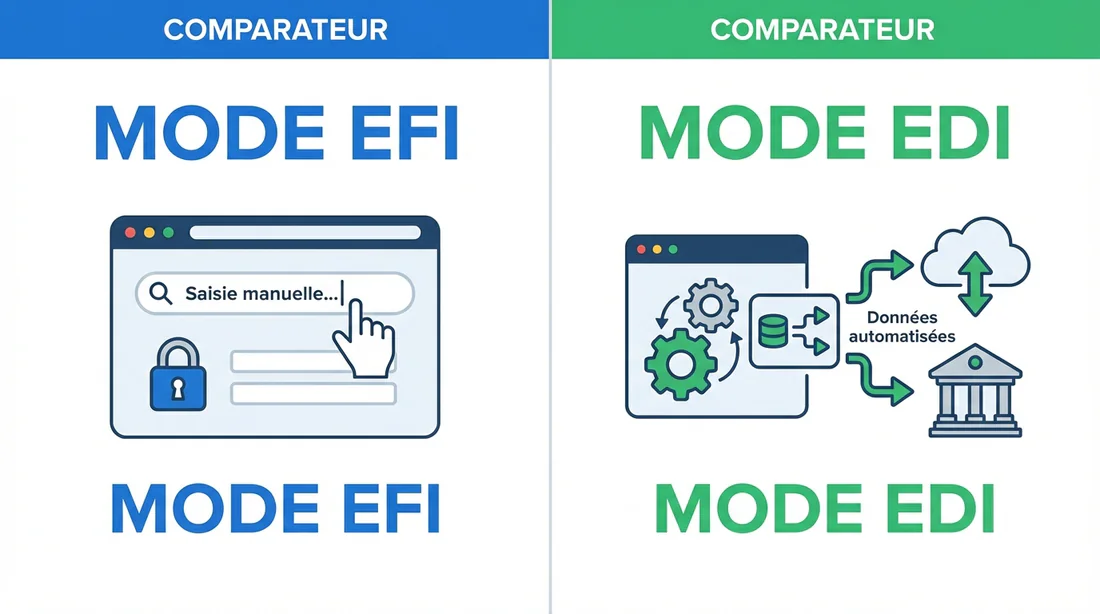 Comparatif visuel entre la saisie manuelle EFI et la transmission automatique EDI pour l'IFU