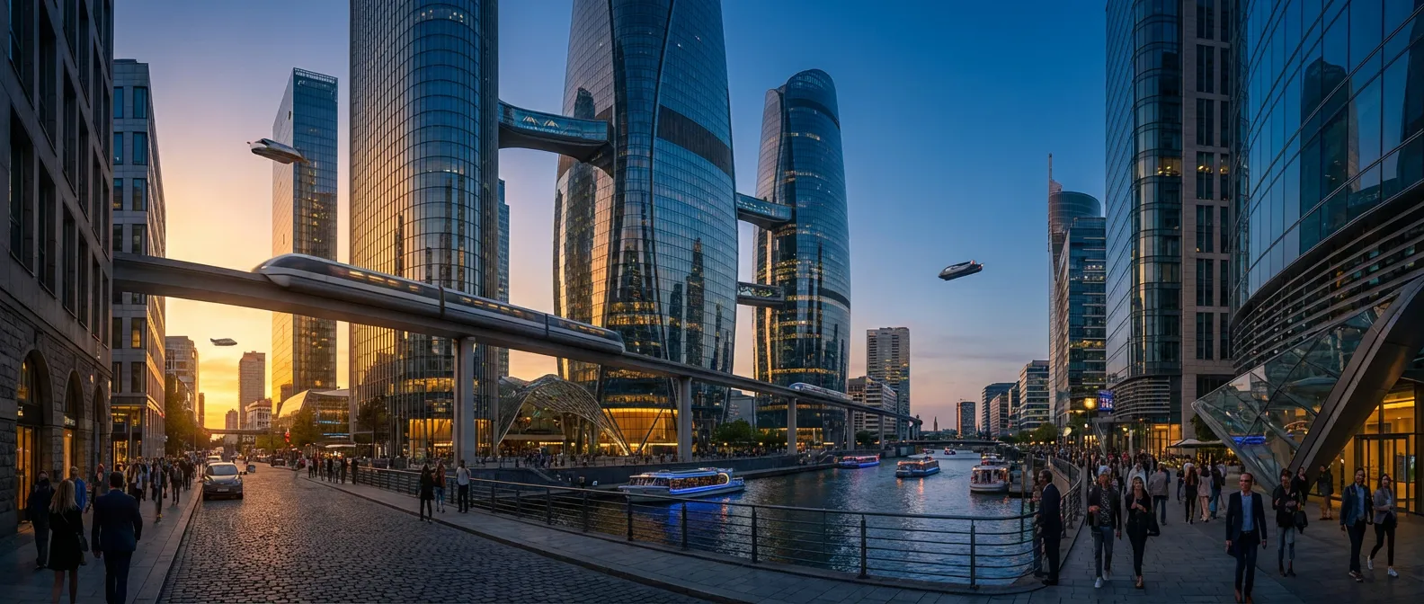 Architecture moderne d'un centre financier européen symbolisant la puissance et la sécurité de la norme UCITS.