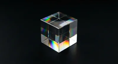 Symbole iconique d'un cube de cristal pur représentant la transparence et la clarté de l'investissement UCITS.